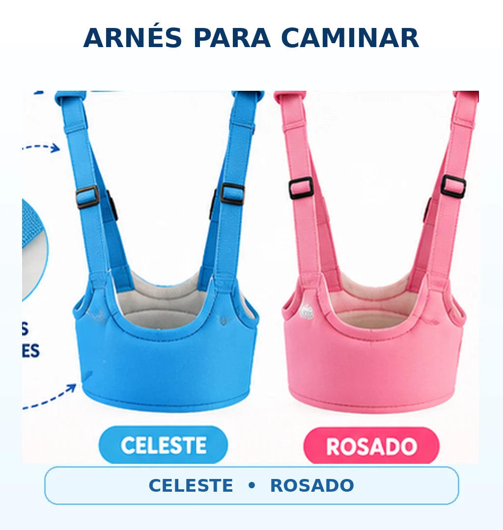 Arnés para bebé en celeste y rosado