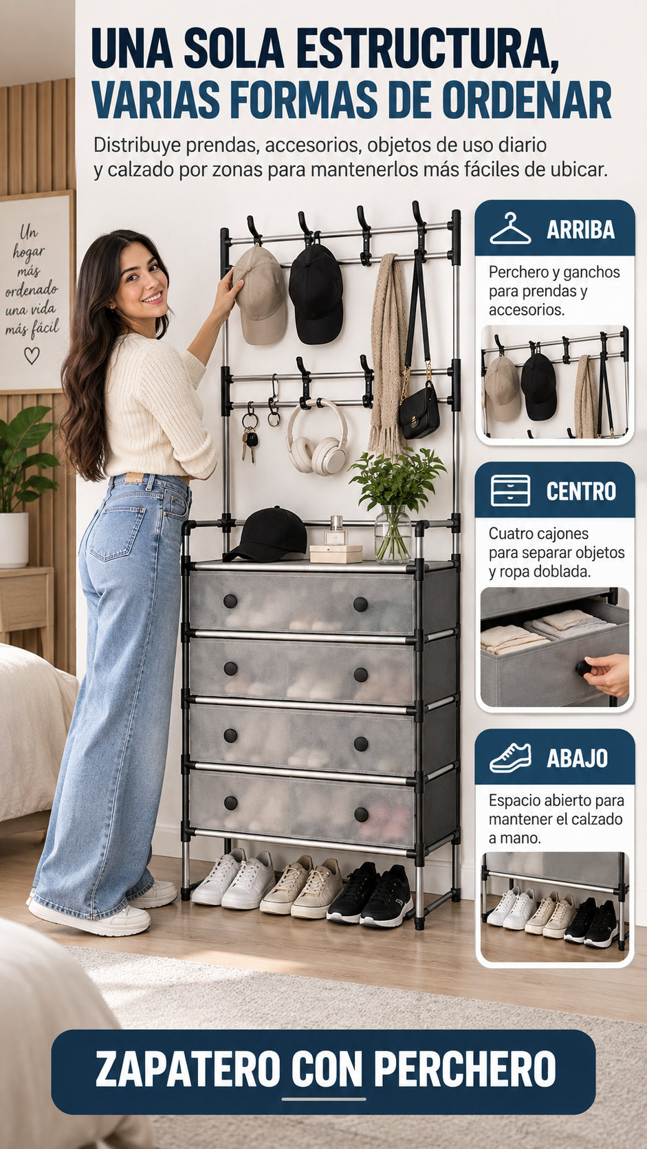 Distribución y zonas del Zapatero con Perchero